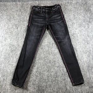True Religion Halle Jeans Womens 27 Black Mid Rise Super Skinny Stretch Denim